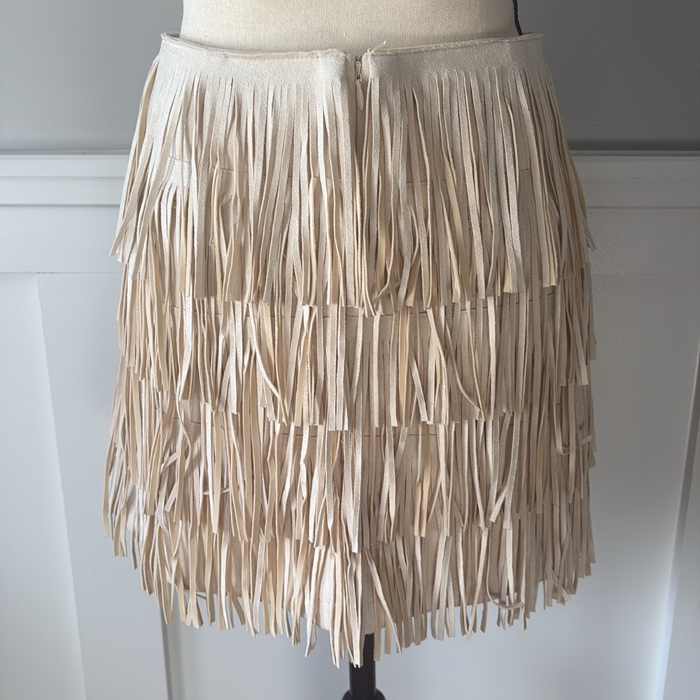 VICI Nitza Faux Suede Fringe Mini Skirt - Sand - Picture 3 of 7
